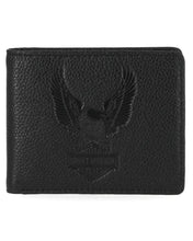 Load image into Gallery viewer, mw-mwm033-blk Harley WALLET PEBBLE EAGLE BILLFOLD RFID BLK 4.25`` X 3.5 mw-mwm033-blk mw-mwm033-blk
