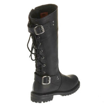 Load image into Gallery viewer, Harley wo-d85167 Harley Women&apos;s Alexa Back Lace Black Leather Motorcycle Boots D85167

