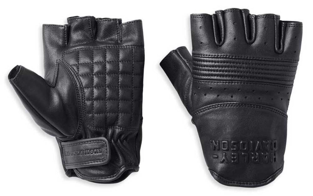 Harley-Davidson® Men's Oakbrook Fingerless Leather Gloves - Black 98143-22VM
